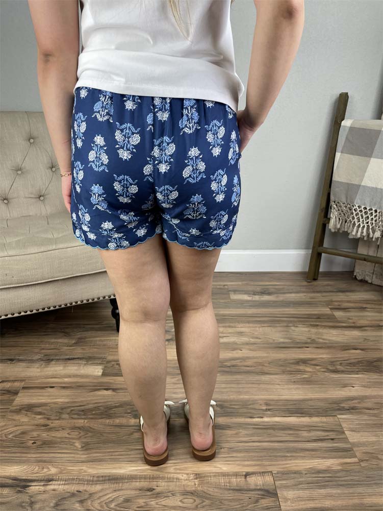 Blue Floral Pajama Shorts by Mud Pie