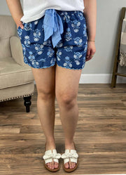 Blue Floral Pajama Shorts by Mud Pie