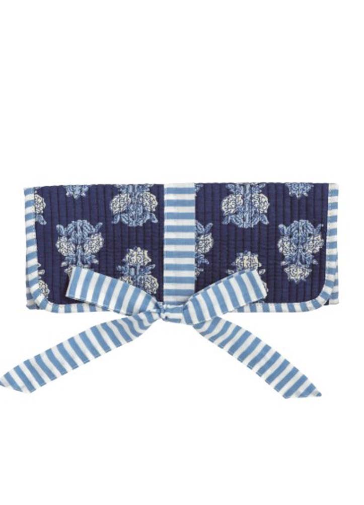Navy Block Print Jewelry Roll by Mud Pie