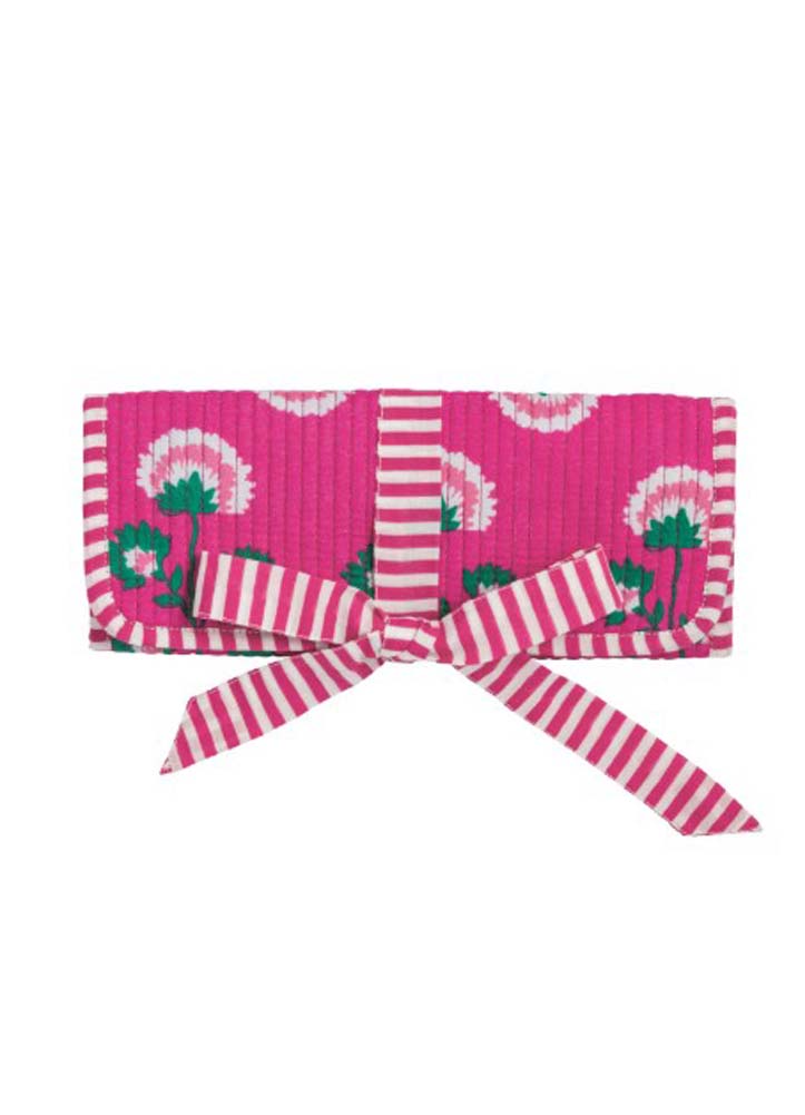 Pink Block Print Jewelry Roll by Mud Pie