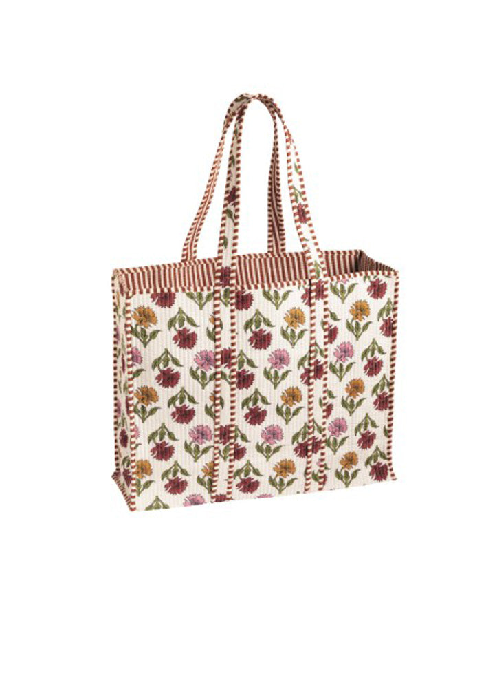 Harvest Block Print Tote White by Mud Pie