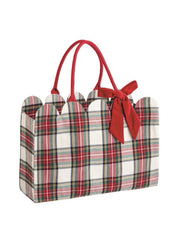 Tartan Scalloped Tote White by Mud Pie