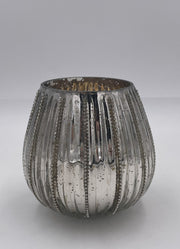 Large Jeweled Silver Mercury Glass Candleholder by Twos Company