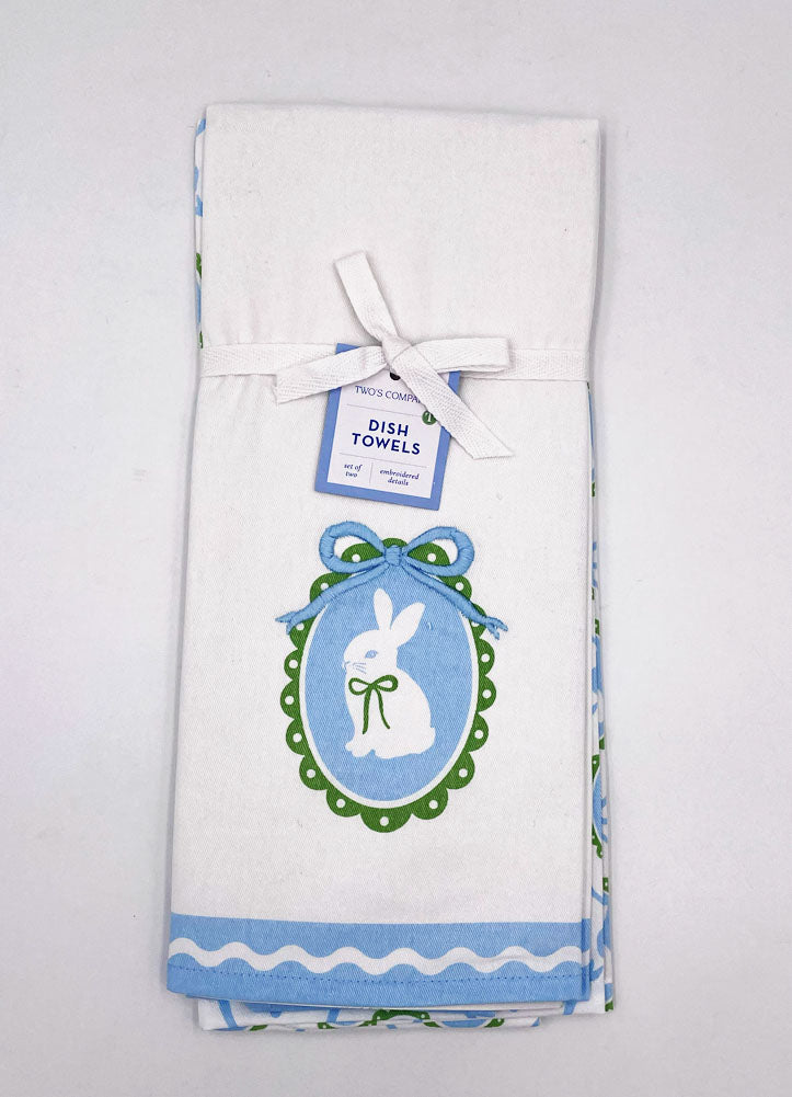 Set of 2 Bunnies and Bows Dish Towels by Twos Company