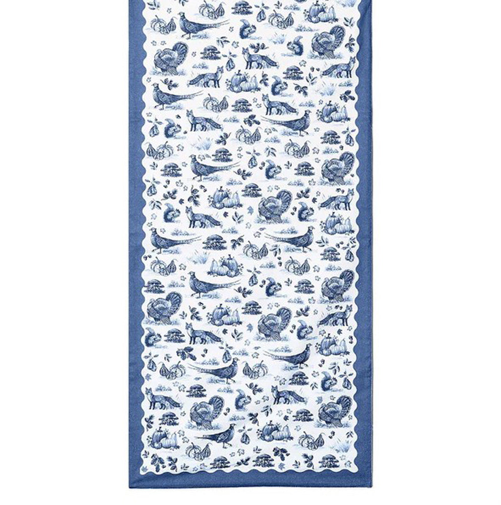 Falling For Blue Toile Table Runner by Twos Company