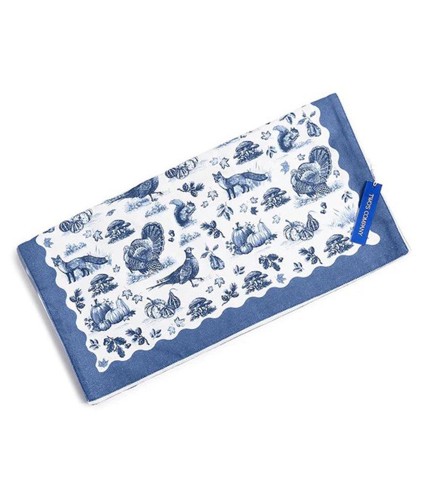 Falling For Blue Toile Table Runner by Twos Company