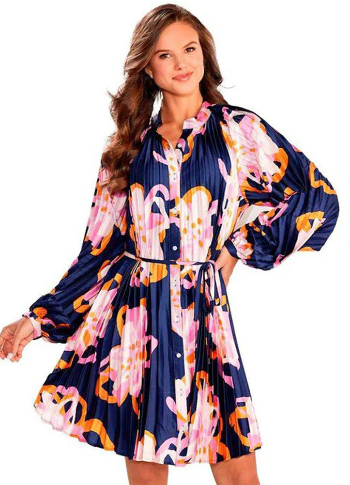 Celia Pleated Dress Navy by Mud Pie