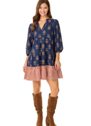 Harvest Tunic Dress Navy by Mud Pie