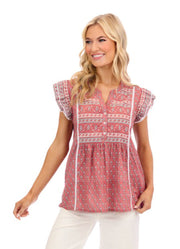 Marina Flutter Top Red by Mud Pie