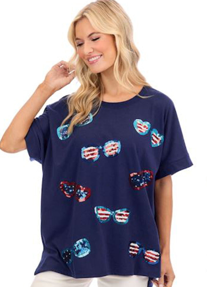 Americana Sparkle Top Navy by Mud Pie