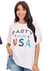 Americana Sparkle Top White by Mud Pie