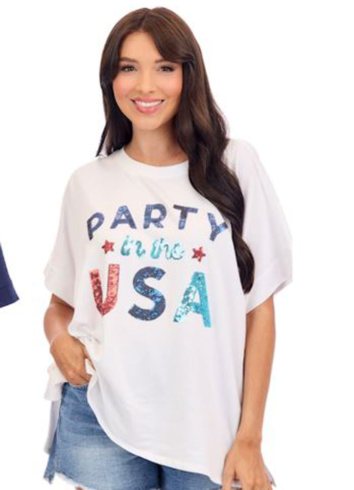 Americana Sparkle Top White by Mud Pie