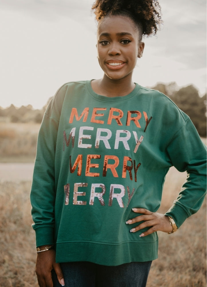 Merry Sparkle Sweatshirt by Mud Pie