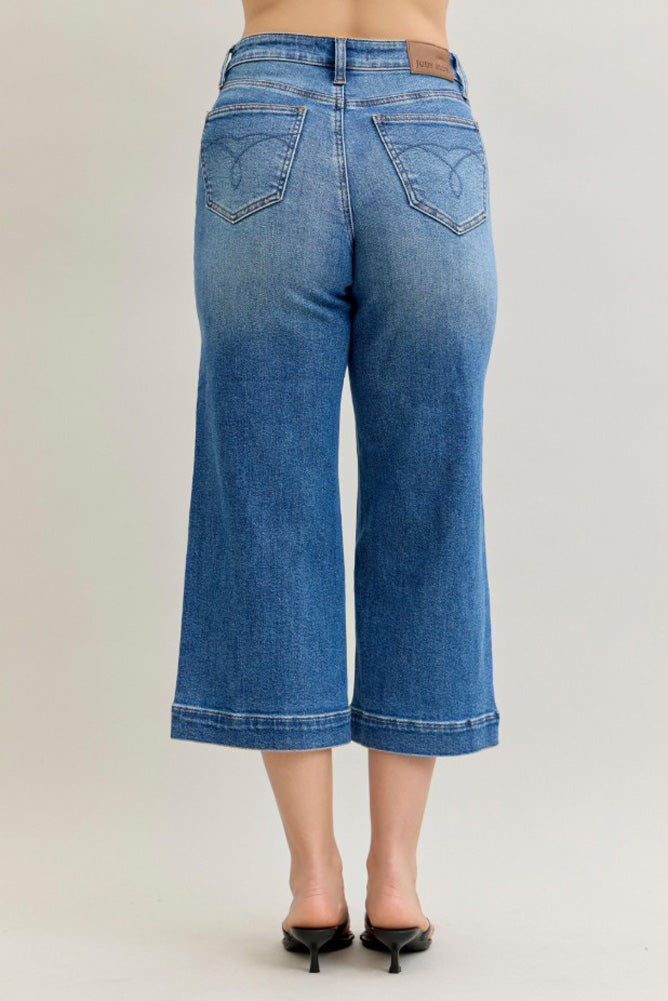 MR Wide Crop Vintage Pockets and Wide Hem Jeans by Judy Blue