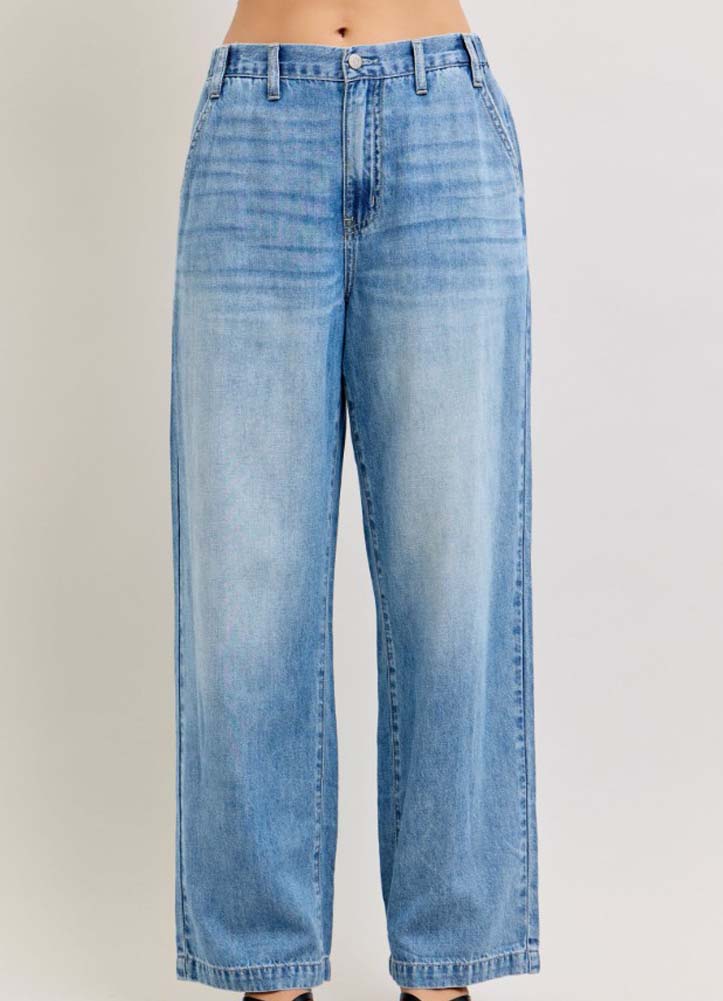 Plus HW Featherweight Baggy Elastic Waistband Jeans by Judy Blue