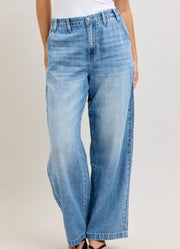 HW Featherweight Baggy Elastic Waistband Jeans by Judy Blue