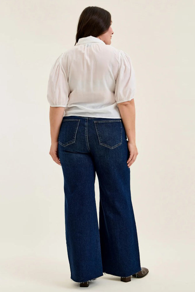 Plus HW Lux Retro Wide Leg Pants in Dark by Judy Blue