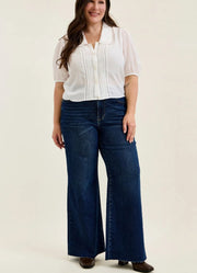 Plus HW Lux Retro Wide Leg Pants in Dark by Judy Blue