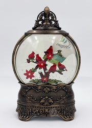 LED Antique Water Globe with Cardinals on Branches by Evergreen