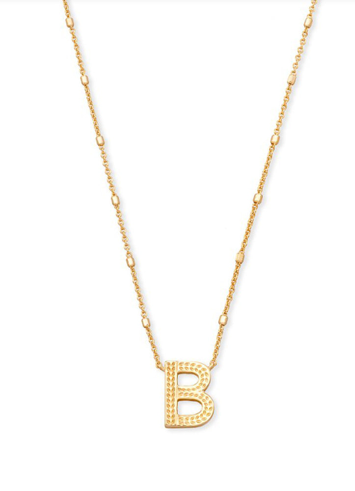Letter B Pendant Necklace Gold Metal by Kendra Scott