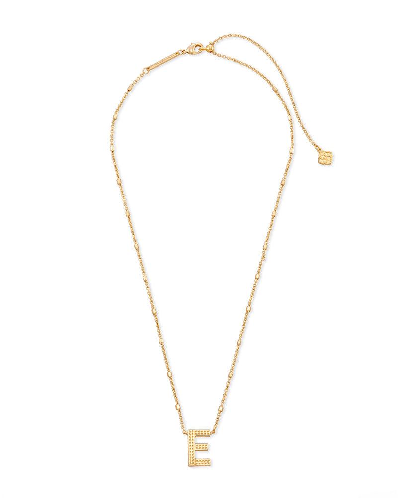 Letter E Pendant Necklace Gold Metal by Kendra Scott
