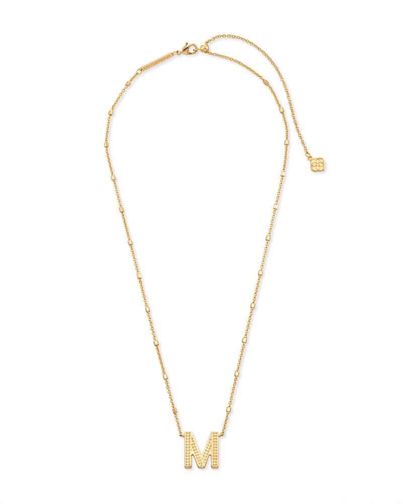 Letter M Pendant Necklace Gold Metal by Kendra Scott
