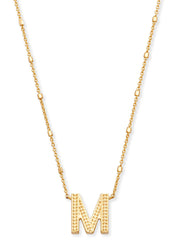 Letter M Pendant Necklace Gold Metal by Kendra Scott