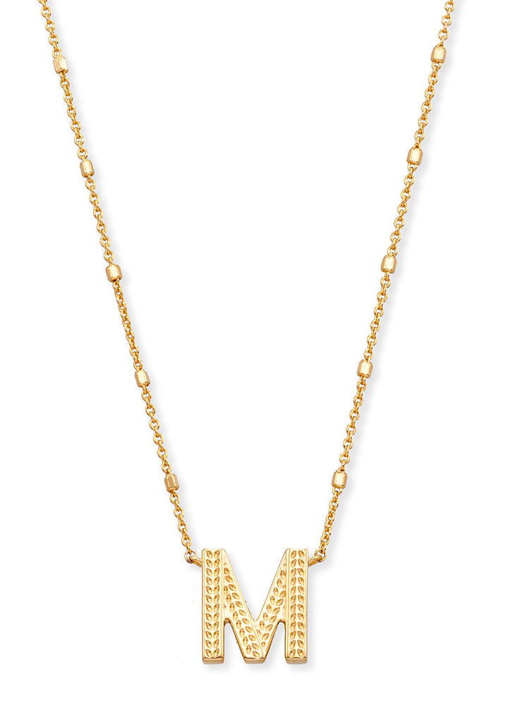 Letter M Pendant Necklace Gold Metal by Kendra Scott