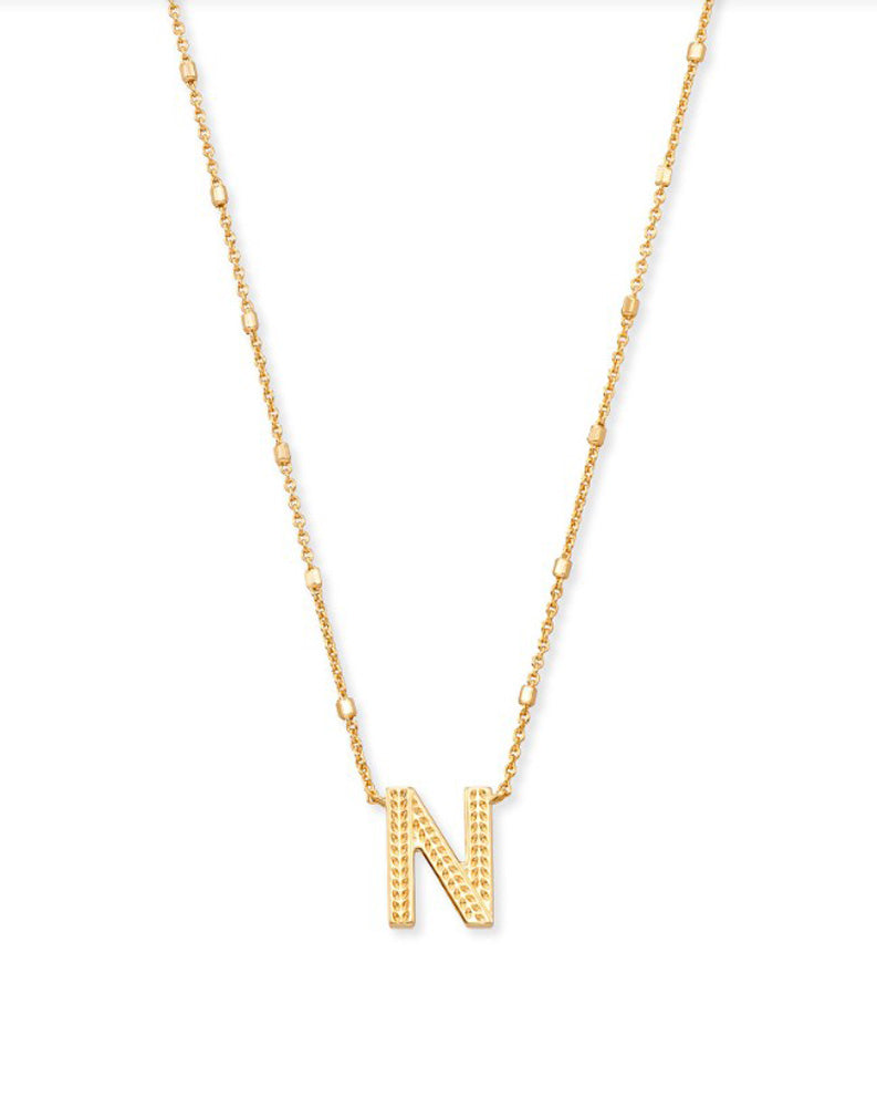 Letter N Pendant Necklace Gold Metal by Kendra Scott