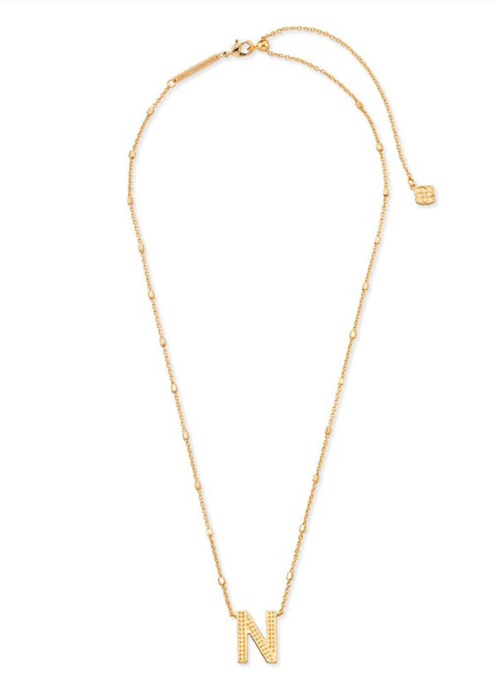 Letter N Pendant Necklace Gold Metal by Kendra Scott