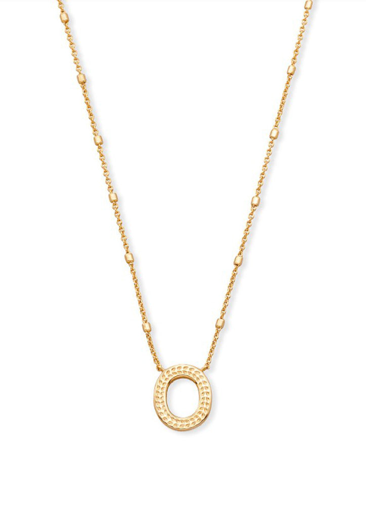 Letter O Pendant Necklace Gold Metal by Kendra Scott