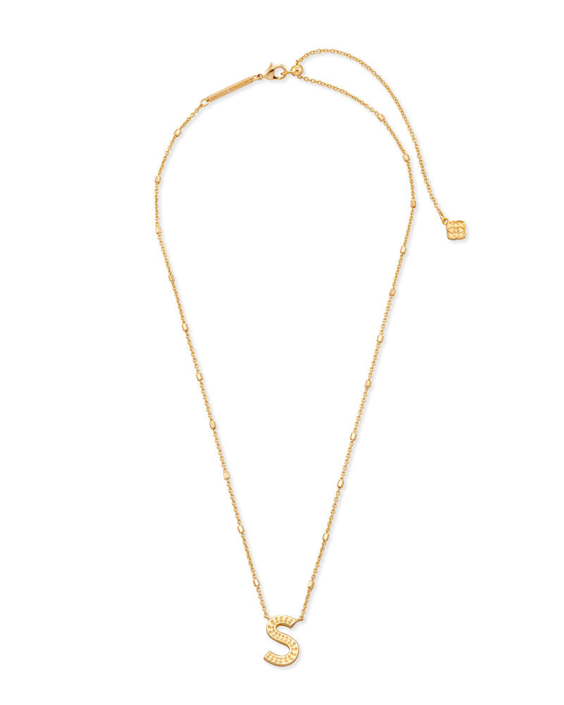 Letter S Pendant Necklace Gold Metal by Kendra Scott