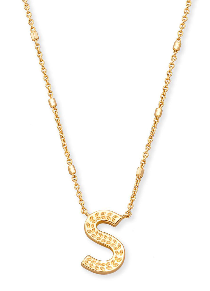 Letter S Pendant Necklace Gold Metal by Kendra Scott