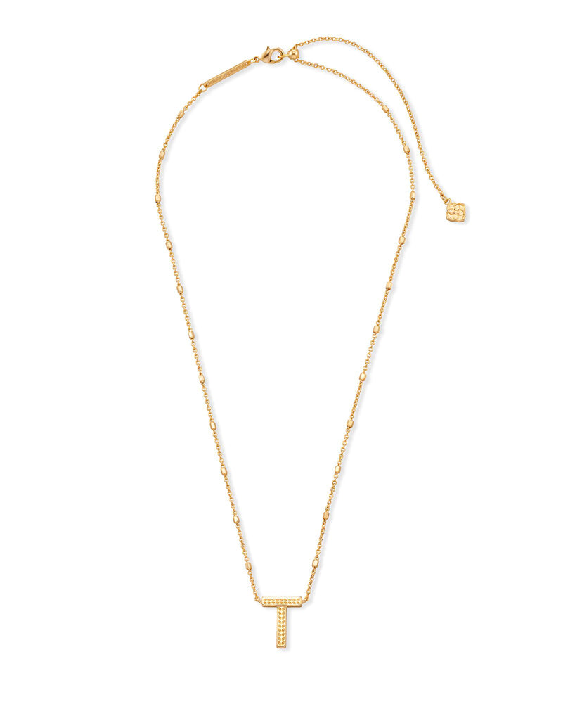 Letter T Pendant Necklace Gold Metal by Kendra Scott