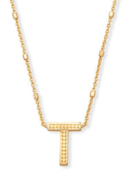 Letter T Pendant Necklace Gold Metal by Kendra Scott
