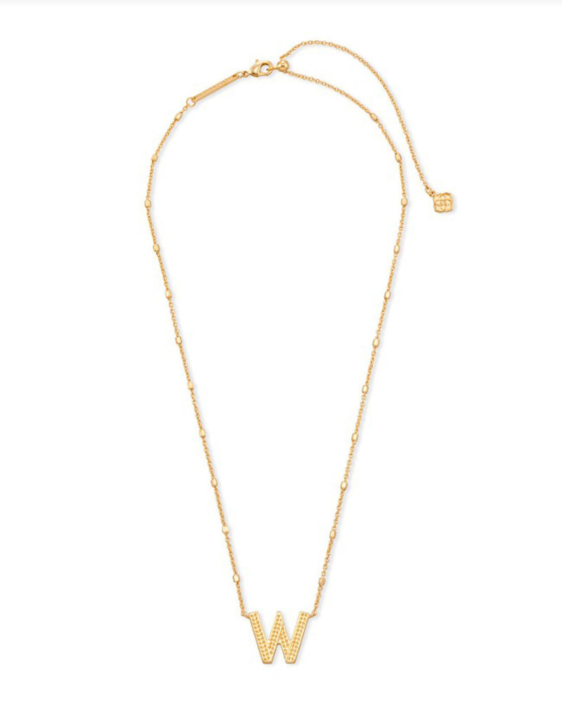 Letter W Pendant Necklace Gold Metal by Kendra Scott