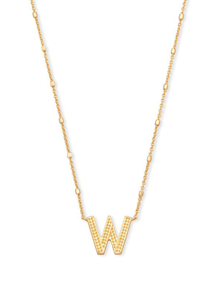 Letter W Pendant Necklace Gold Metal by Kendra Scott