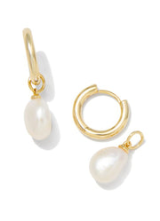 Willa Pearl Huggie Earring Gold White Pearl by Kendra Scott