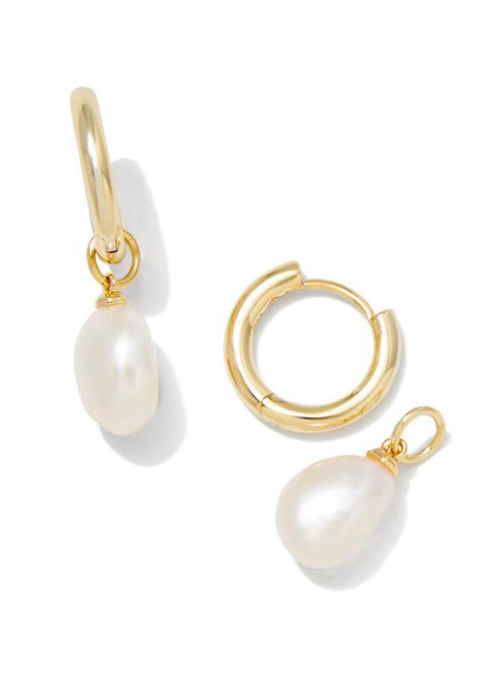Willa Pearl Huggie Earring Gold White Pearl by Kendra Scott