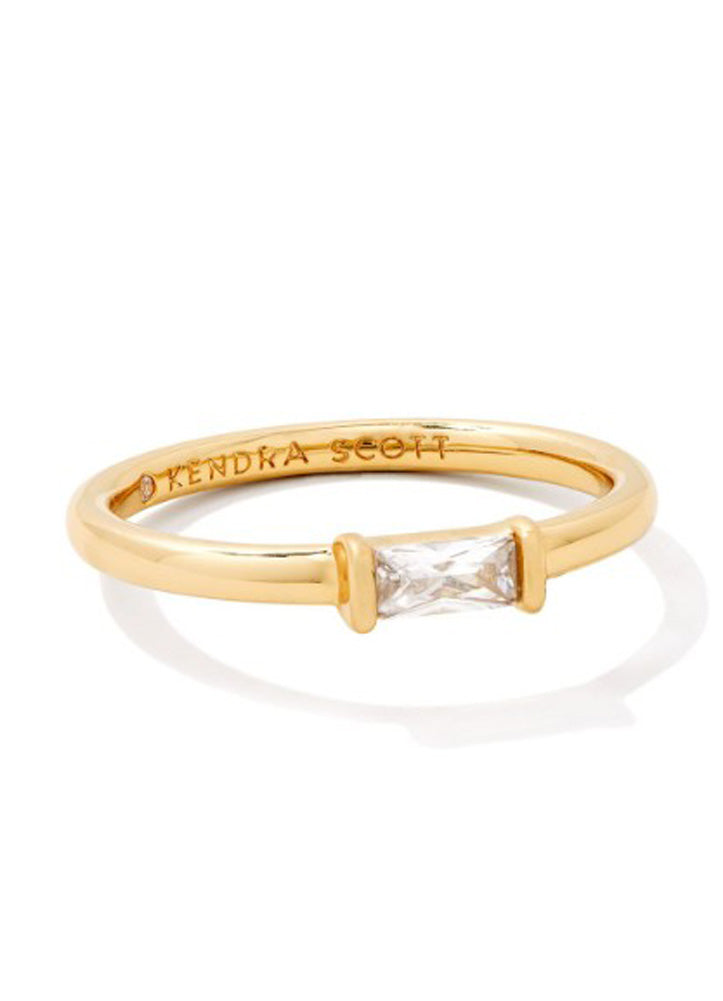 Juliette Band Ring Gold White Crystal 9 by Kendra Scott