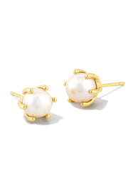 Ashton Pearl Stud Ear Gold White Pearl by Kendra Scott