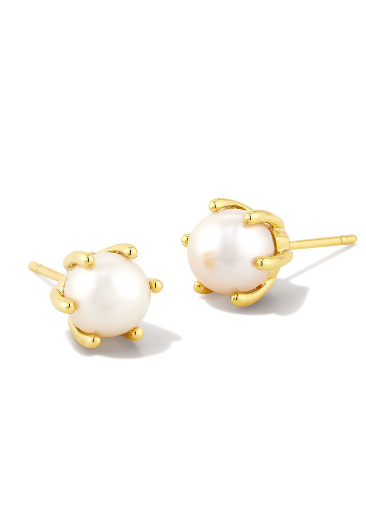 Ashton Pearl Stud Ear Gold White Pearl by Kendra Scott