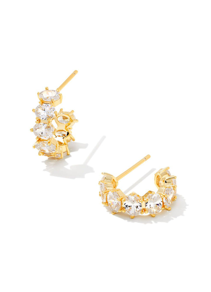 Cailin Crstl Huggie Ear Gold Metal White by Kendra Scott