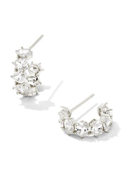 Cailin Crstl Huggie Ear Rhod Metal White by Kendra Scott