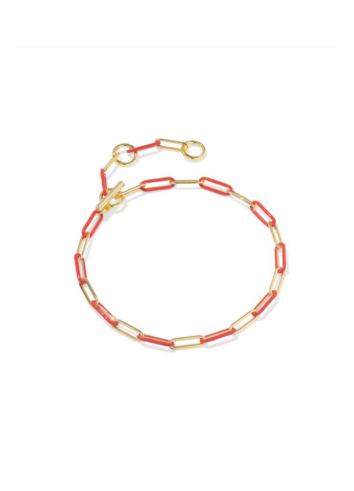 Courtney Enamel Link Bracelet Gold Red Enamel by Kendra Scott