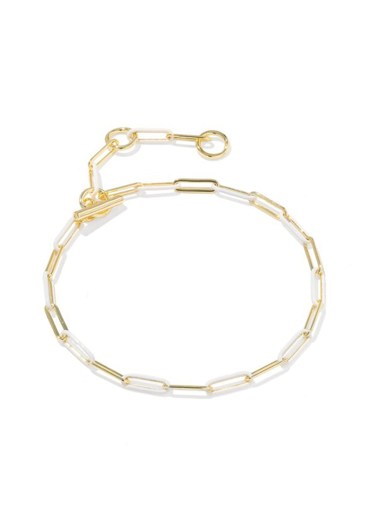 Courtney Enamel Link Bracelet Gold White Enamel by Kendra Scott
