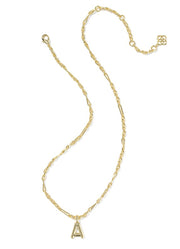 Bubble Letter A Pendant Necklace Gold Metal by Kendra Scott
