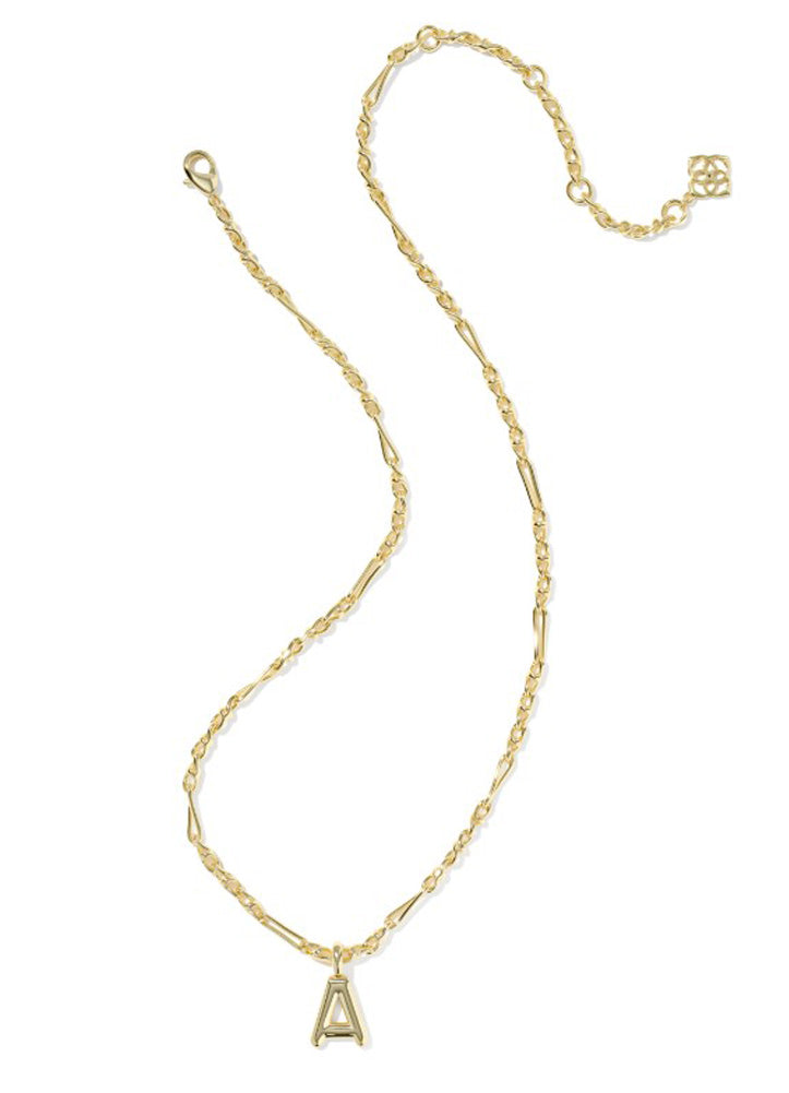 Bubble Letter A Pendant Necklace Gold Metal by Kendra Scott