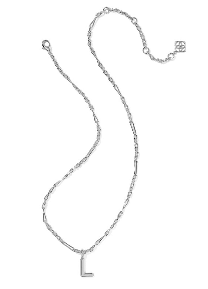 Bubble Letter L Pendant Necklace Rhod Metal by Kendra Scott