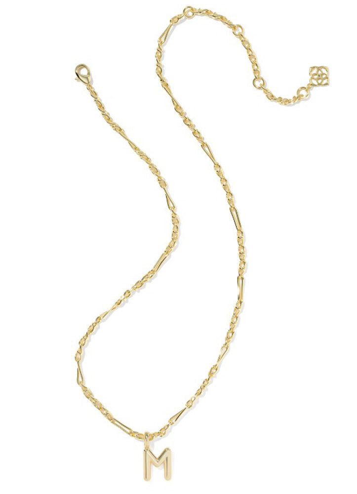 Bubble Letter M Pendant Necklace Gold Metal by Kendra Scott